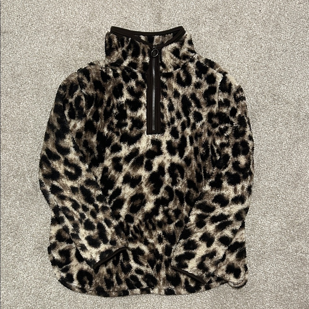 Leopard Print Fleece Sweatshirt